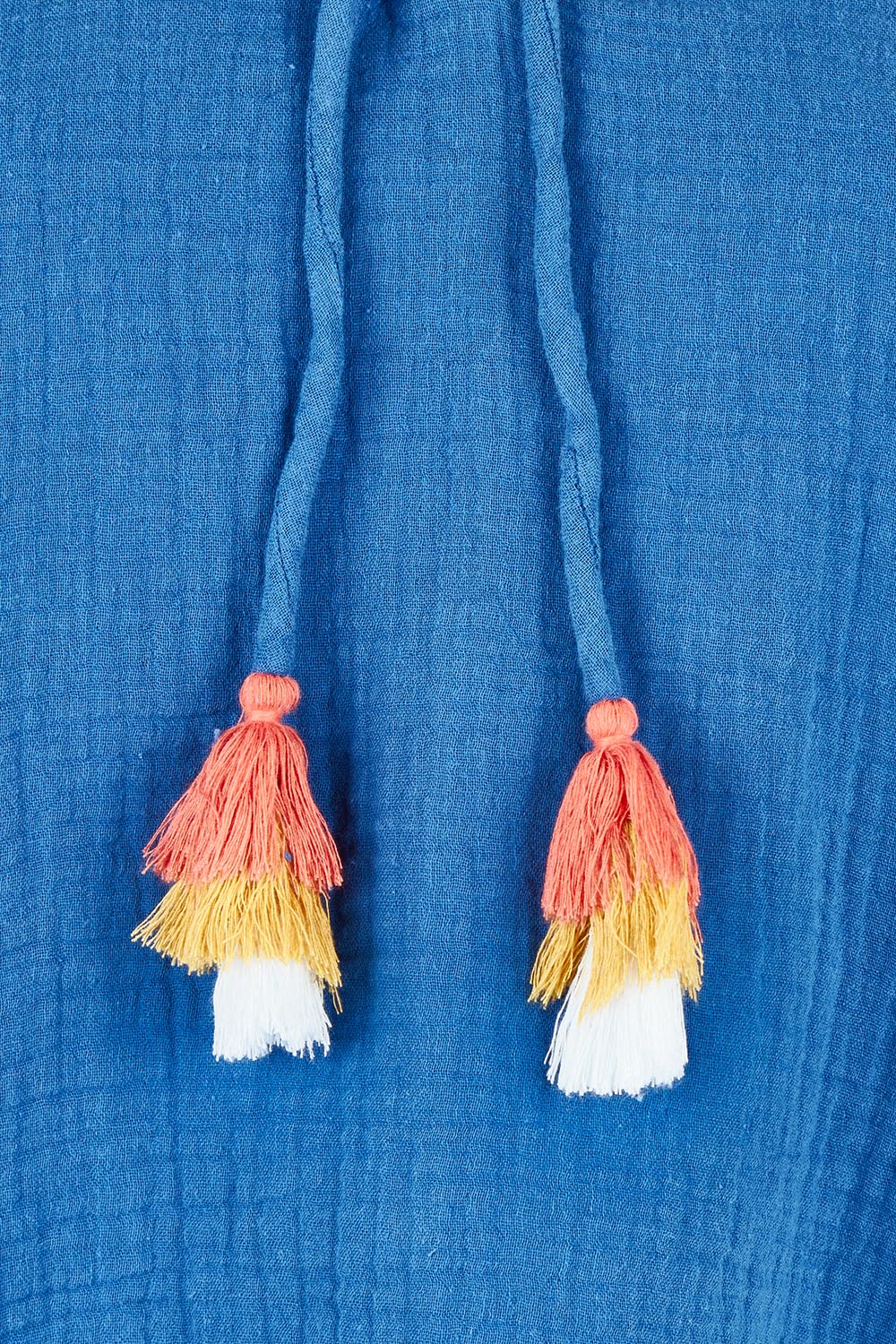 Product shot of the Ocean Cotton Blouse in colour Blue (Blue), detail