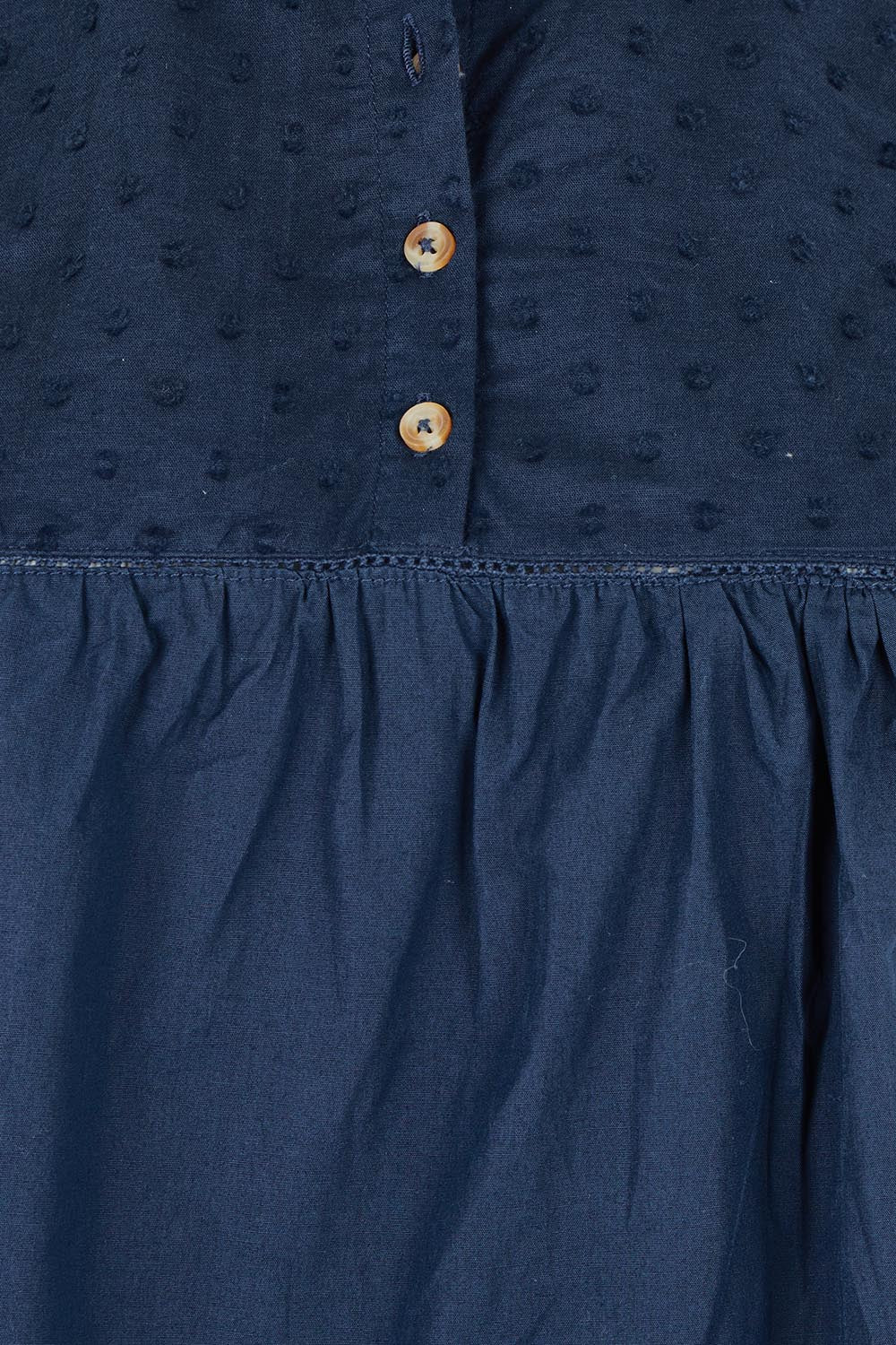 Product shot of the Quay Cotton Blouse in colour Navy (Blue), detail