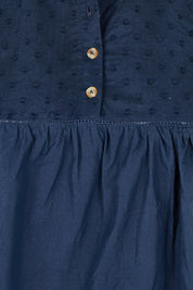 Product shot of the Quay Cotton Blouse in colour Navy (Blue), detail