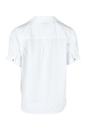 Product shot of the Cowrie Cotton Blouse in colour White (White), from the back