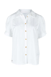 Product shot of the Cowrie Cotton Blouse in colour White (White), from the front