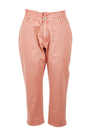 Product shot of the Agatha Jeans in colour Coral (Pink), from the front