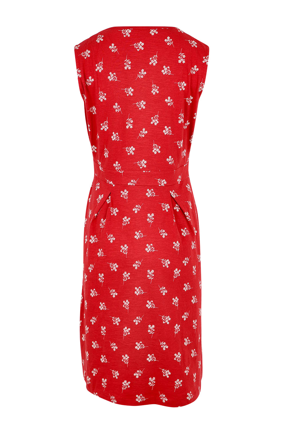 Product shot of the Marine Sleeveless Dress in colour Red (Red), from the back