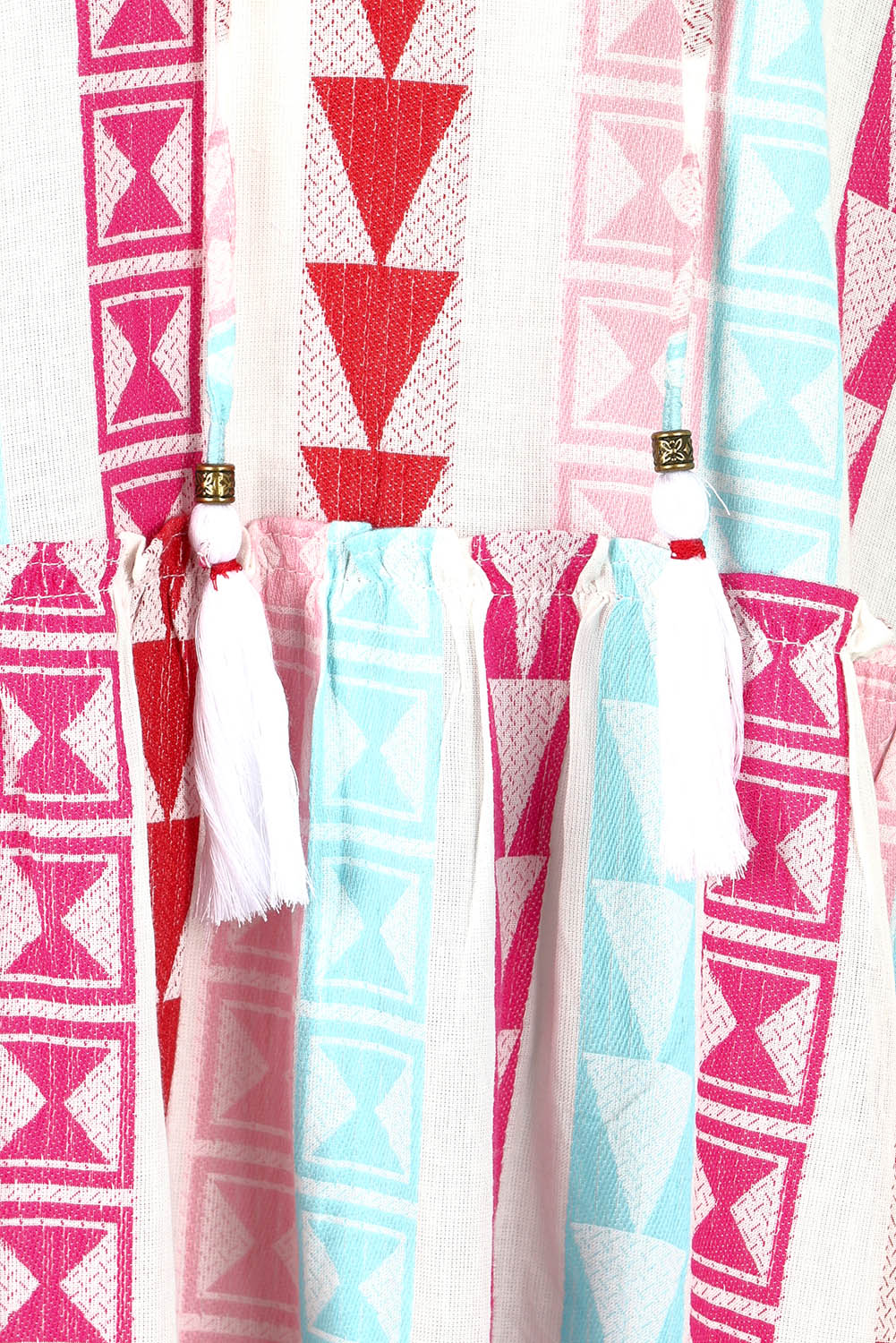 Product shot of the Nessa Dress in colour Multi (Pink), detail