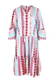 Product shot of the Nessa Dress in colour Multi (Pink), from the front