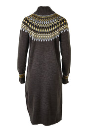 Product shot of the Roll Neck Knitted Dress in colour Grey (Grey), from the back