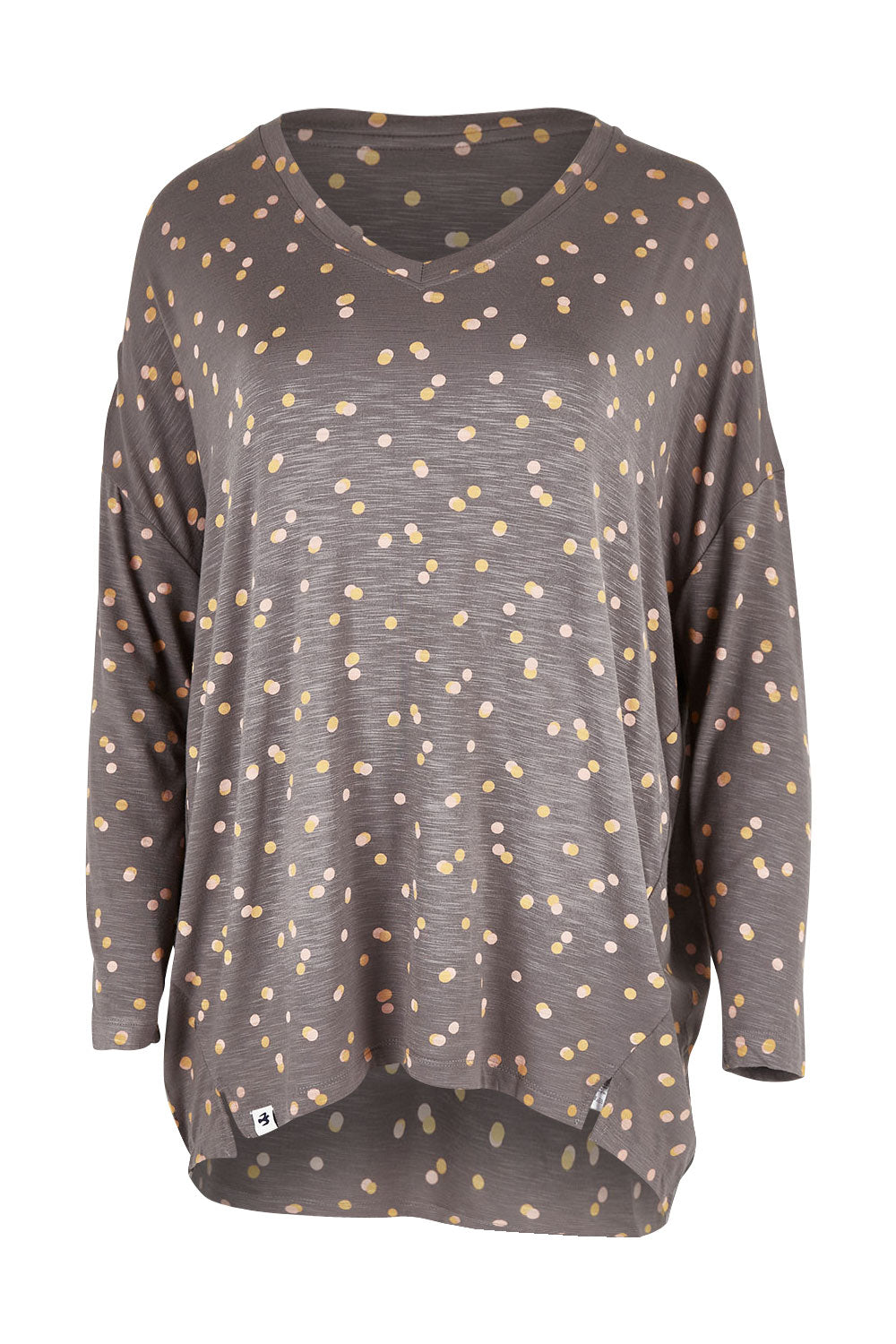 Product shot of the Dotty Loose Fit L/S Top in colour Navy (Blue), from the front