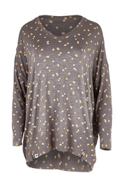 Product shot of the Dotty Loose Fit L/S Top in colour Navy (Blue), from the front