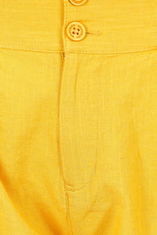 Product shot of the Mustard Elasticated Waist Short in colour Yellow, detail