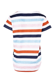 Product shot of the Anna Stripe Tee in colour Multi (Blue), from the back