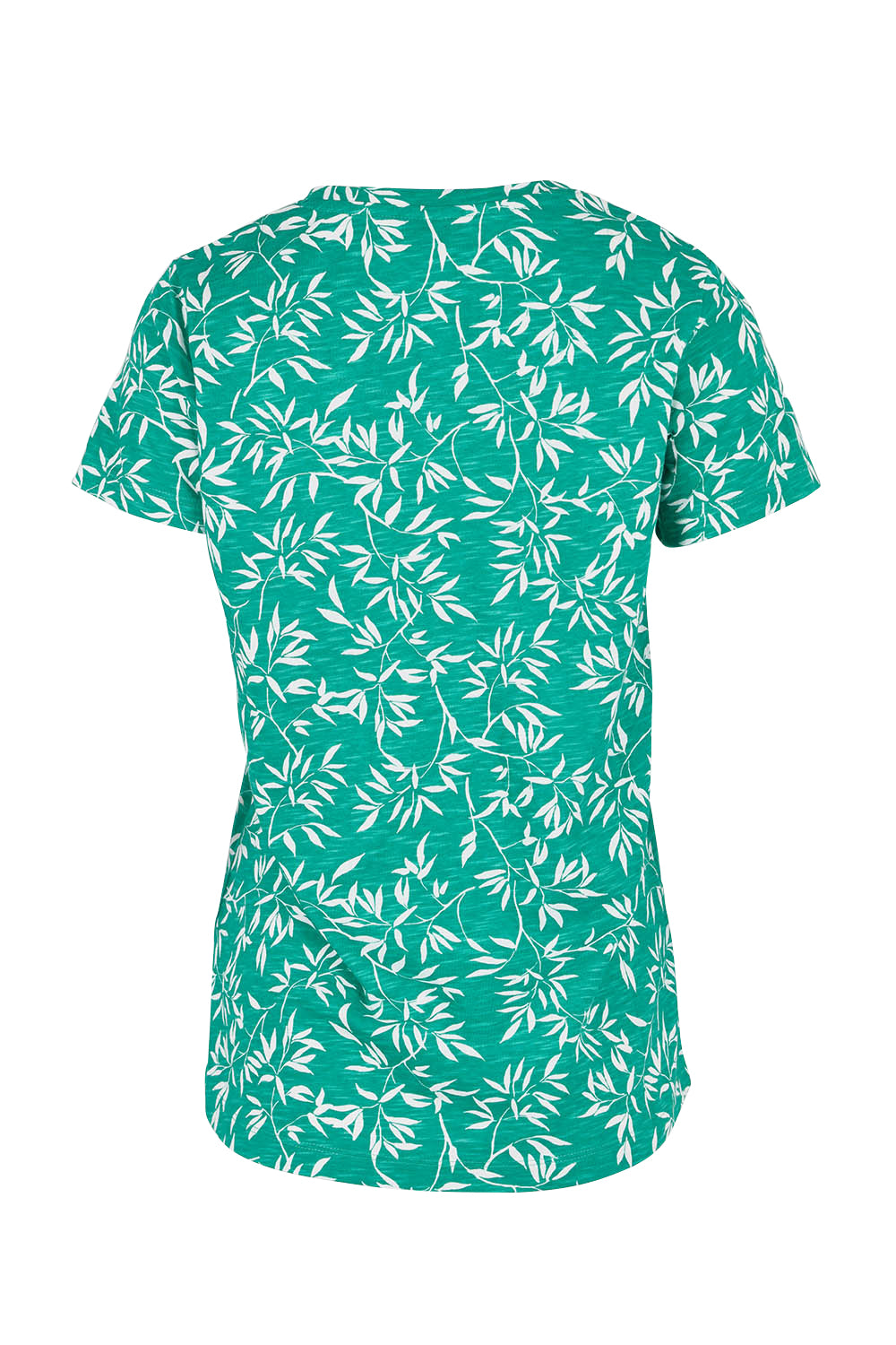 Product shot of the Bamboo Leaves Tshirt in colour Green (Green), from the back