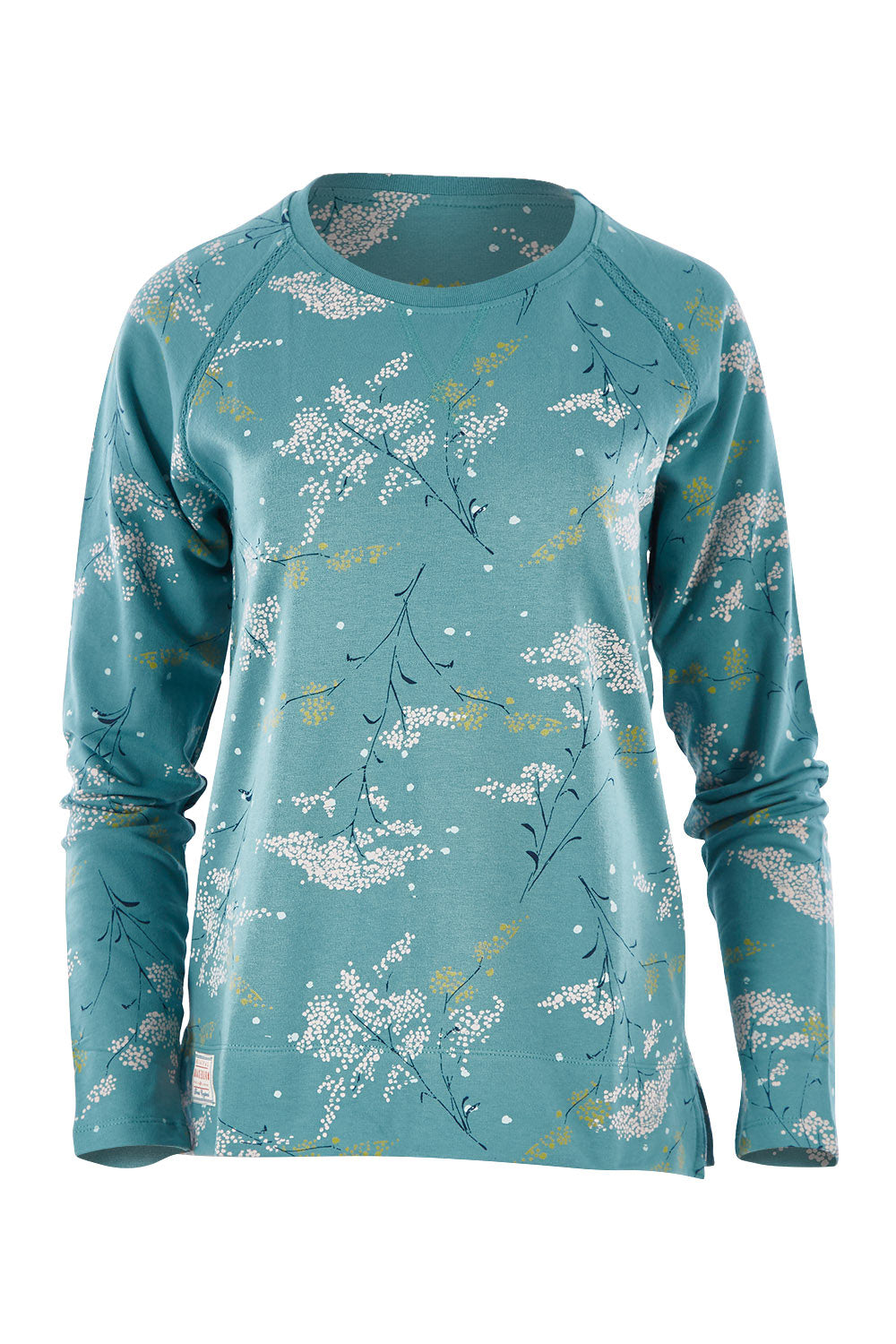 Product shot of the Neem Sweat in colour Teal (Blue), from the front