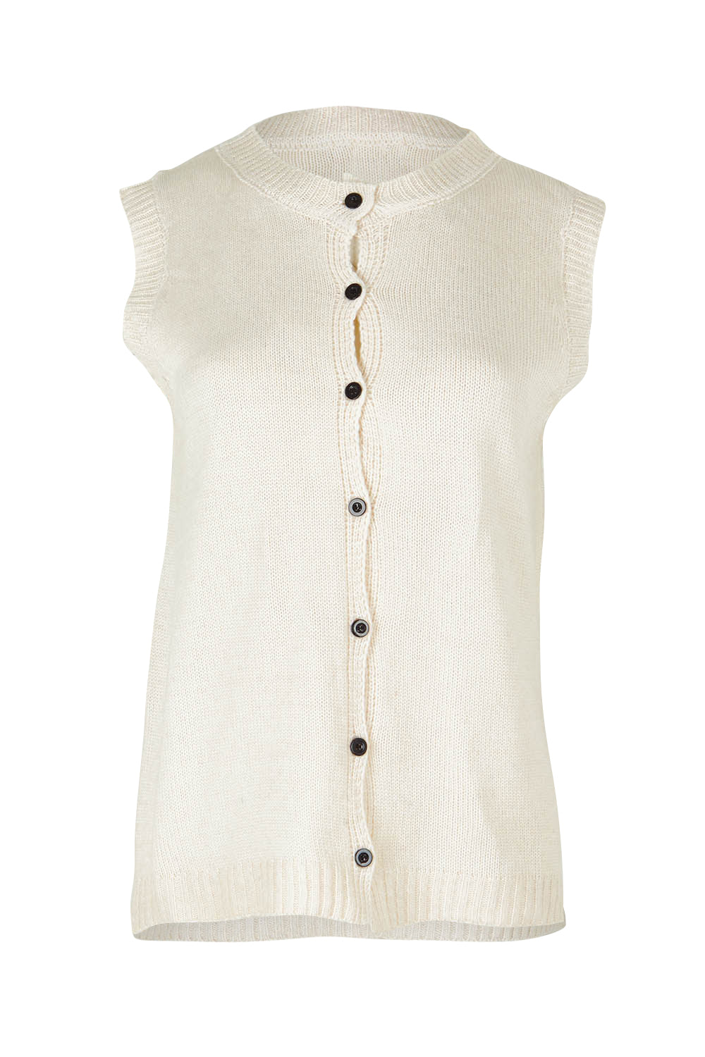 Product shot of the Knit Vest in colour Beige, from the front