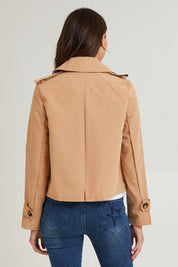 Preloved Cropped Trench Jacket - Tan