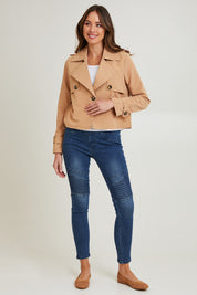 Preloved Cropped Trench Jacket - Tan