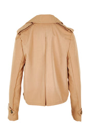 Product shot of the Cropped Trench Jacket in colour Tan, from the back