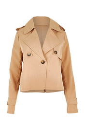 Preloved Cropped Trench Jacket - Tan
