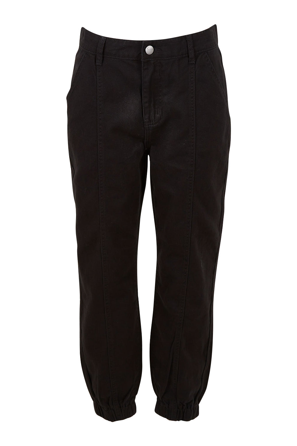 Product shot of the Sara Cuffed Jean in colour Black (Black), from the front
