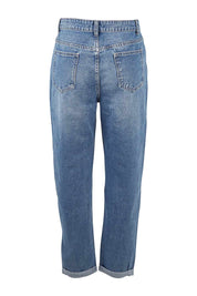 Product shot of the Elle Straight Jean in colour Midblue (Blue), from the back