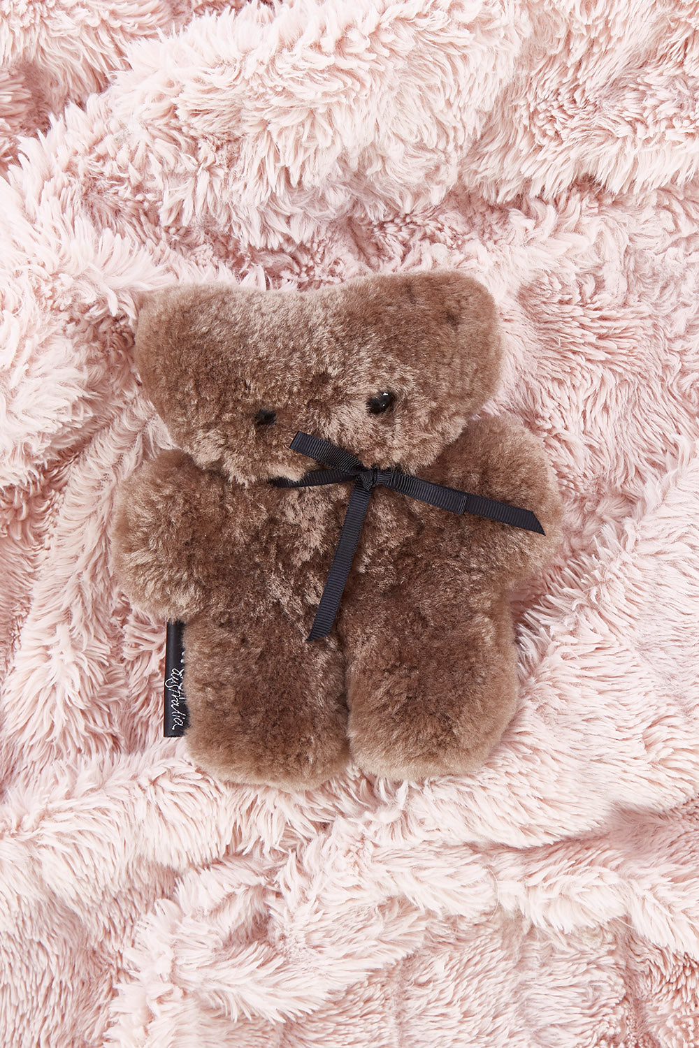 A model wearing the Baby Flatout Bear in colour Chocolate, from the front, showing the whole outfit