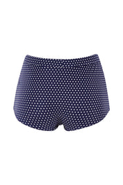 Product shot of the Ruched Skirted Pant in colour Navy (Blue), from the back