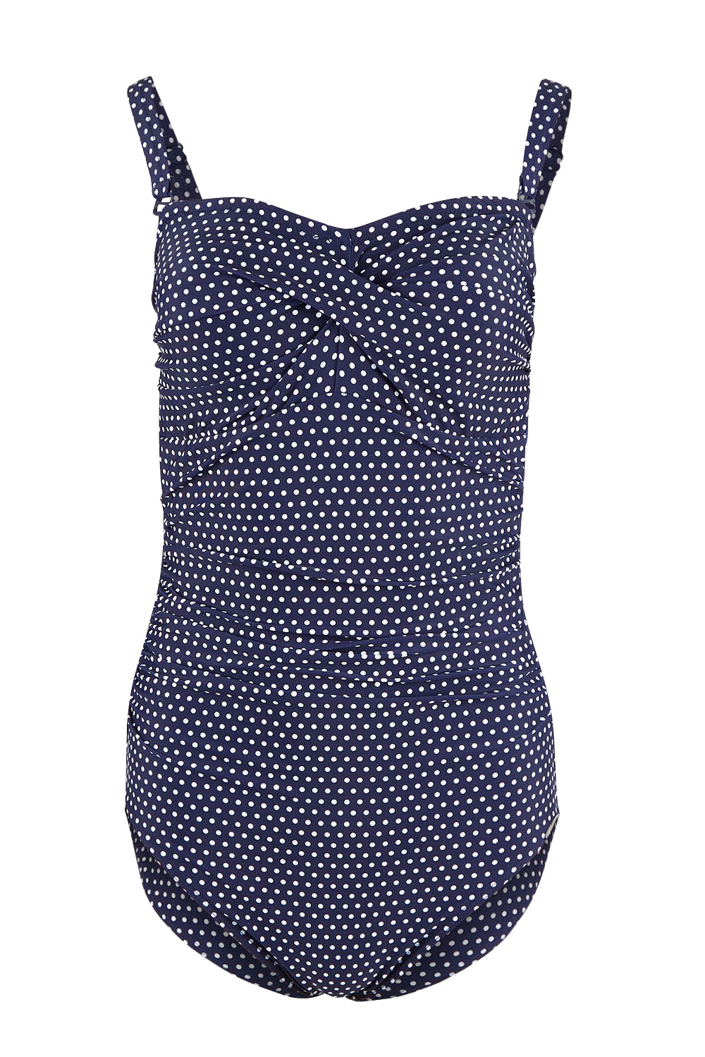 Product shot of the Twist Front Bandeau One Piece in colour Navywhite (Blue), from the front