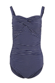 Product shot of the Twist Front Bandeau One Piece in colour Navywhite (Blue), from the front