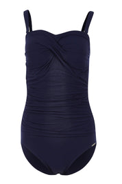 Product shot of the Honeycomb Twist Front Bandeau in colour Navy (Blue), from the front