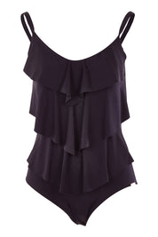 Product shot of the 3 Tier One Piece in colour Black (Black), from the front