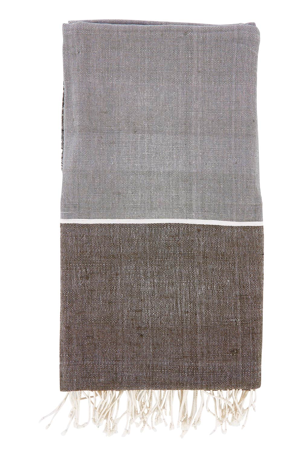Product shot of the Handwoven Abay Beach Towel in colour Lightgrey (Grey), from the front