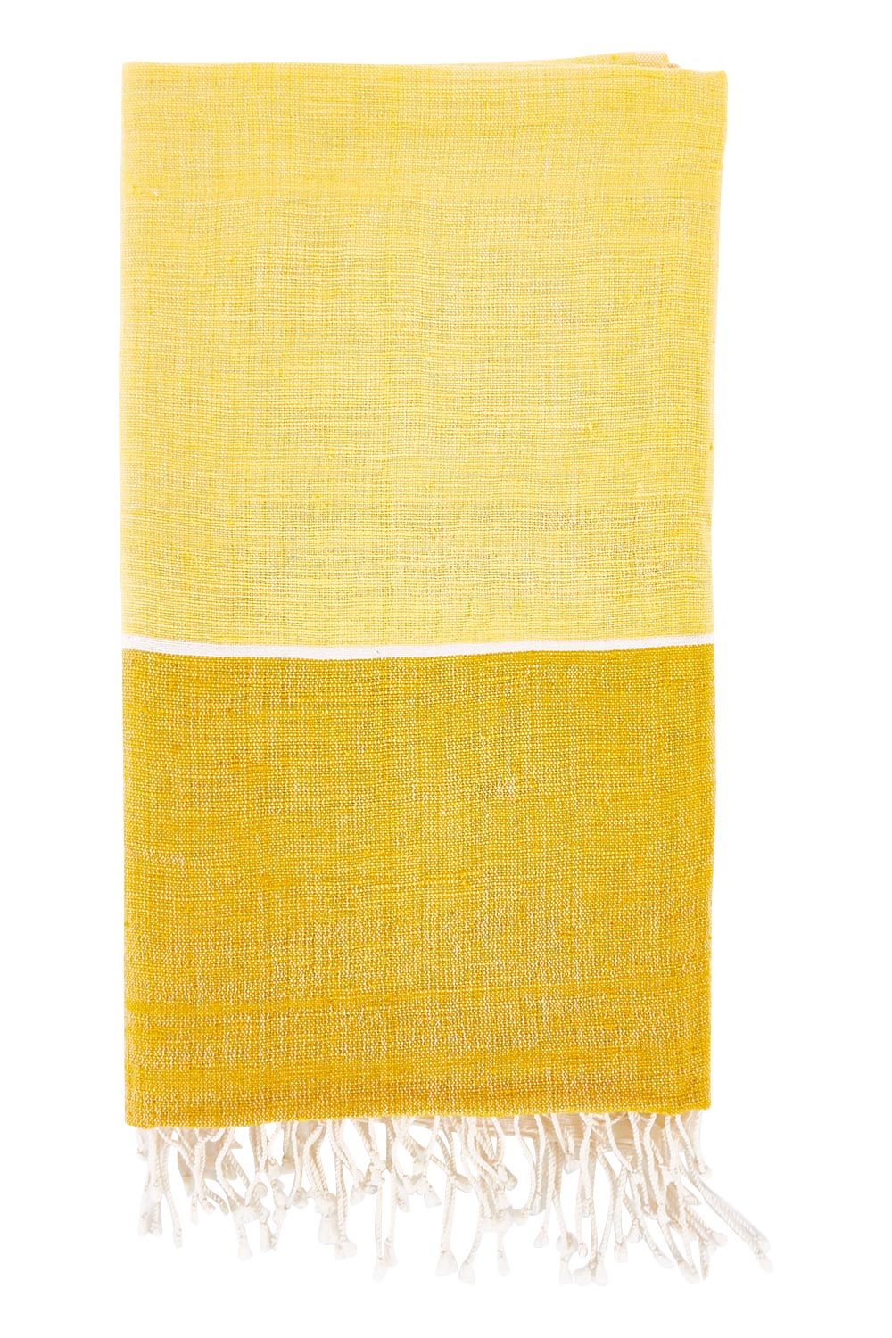 Product shot of the Handwoven Abay Beach Towel in colour Sunflower, from the front