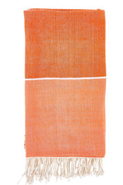 Product shot of the Handwoven Abay Beach Towel in colour Tangerine, from the front