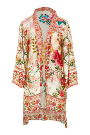 Product shot of the Rouge Bloom Kimono in colour Rouge, from the front
