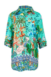 Product shot of the Tea House Shirt in colour Teahouse (Green), detail