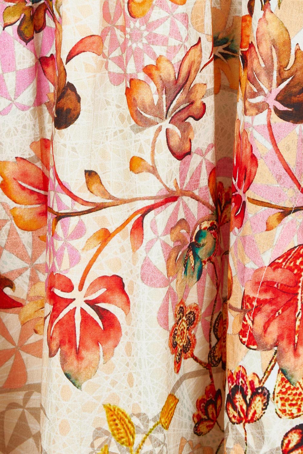 Product shot of the Rouge Bloom Bluebell Cotton Dress in colour Rouge, detail