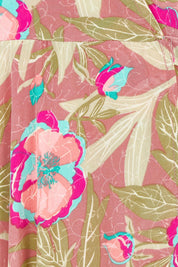 Product shot of the Bloss Silk Blend Wrap Dress in colour Bloss (Pink), detail