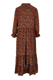 Product shot of the Bodhi L/S Maxi Dress in colour Print (Blue), from the back