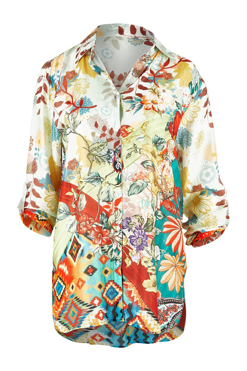 Product shot of the Deer Shirt in colour Multi (White), detail