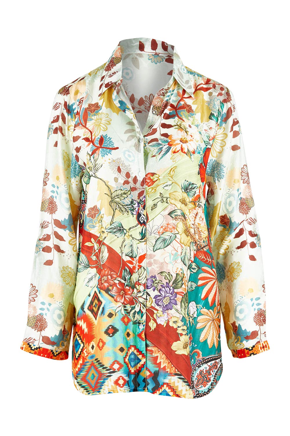 Product shot of the Deer Shirt in colour Multi (White), from the front