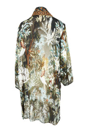 Product shot of the Jungle Kimono in colour Jungle (Black), from the back