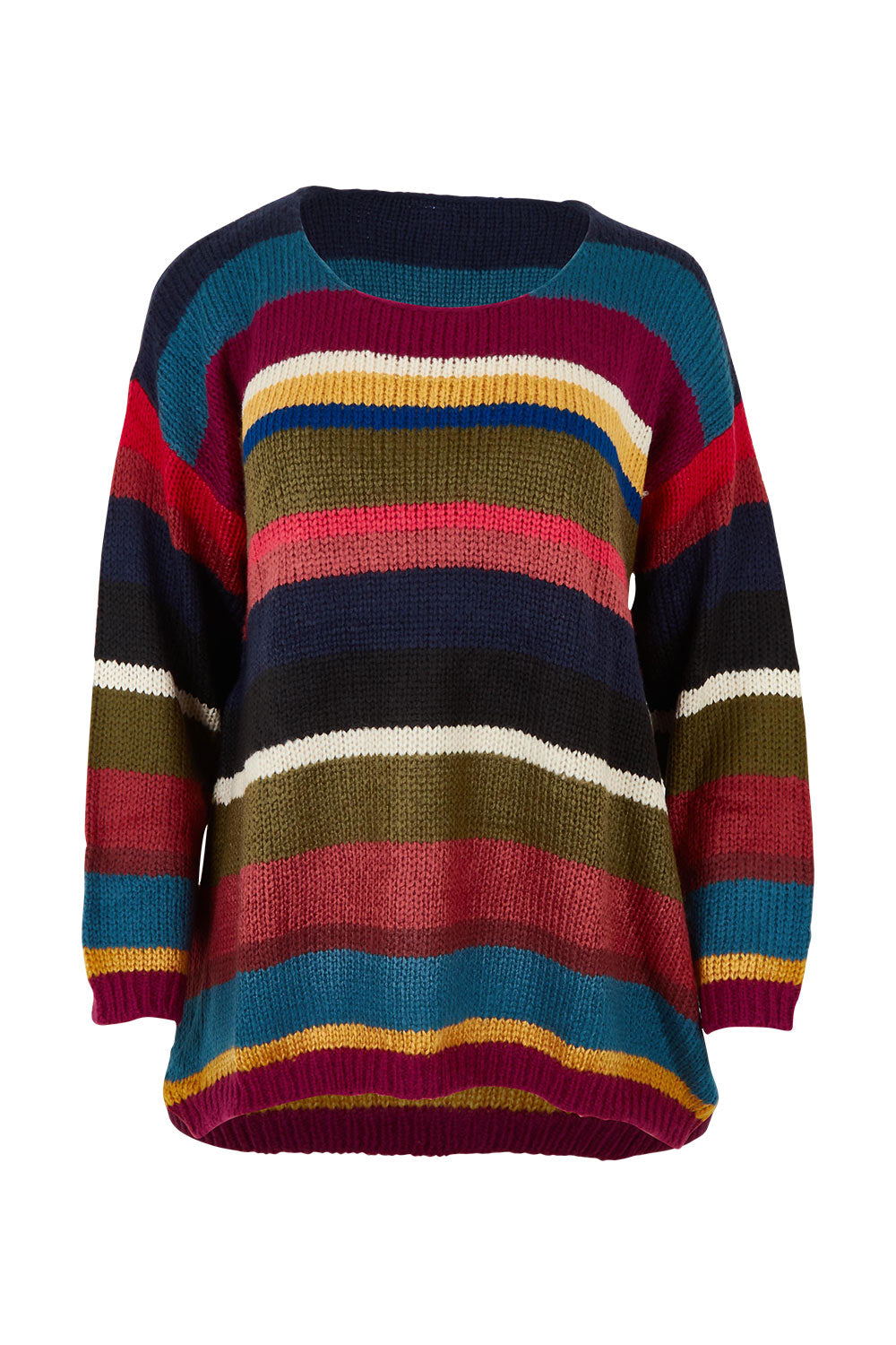 Product shot of the Stripe Sweater in colour Banff, from the front