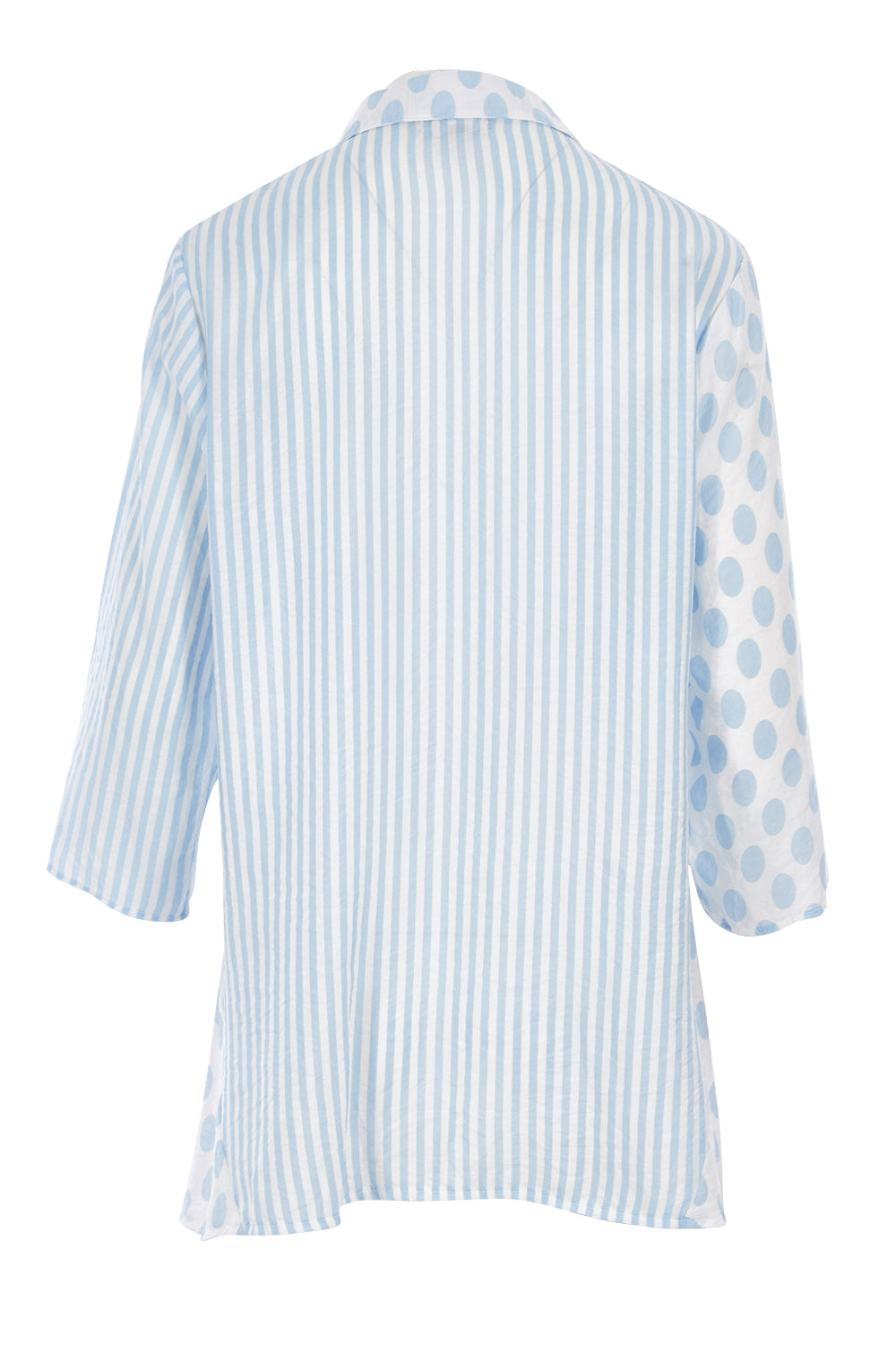 Product shot of the Spot Stripe Spliced Shirt in colour Bluewhite (Blue), from the back