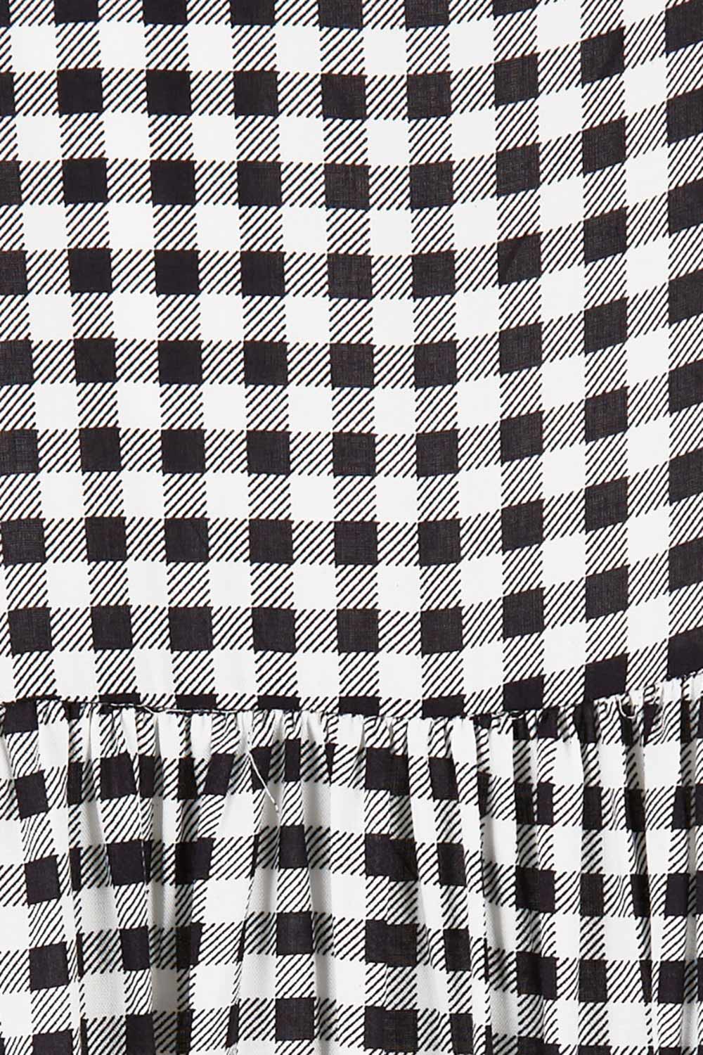 Product shot of the Check Frill Hem Top in colour Black (Black), detail