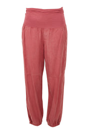 Product shot of the Lyocell Pant in colour Rose (Pink), from the front