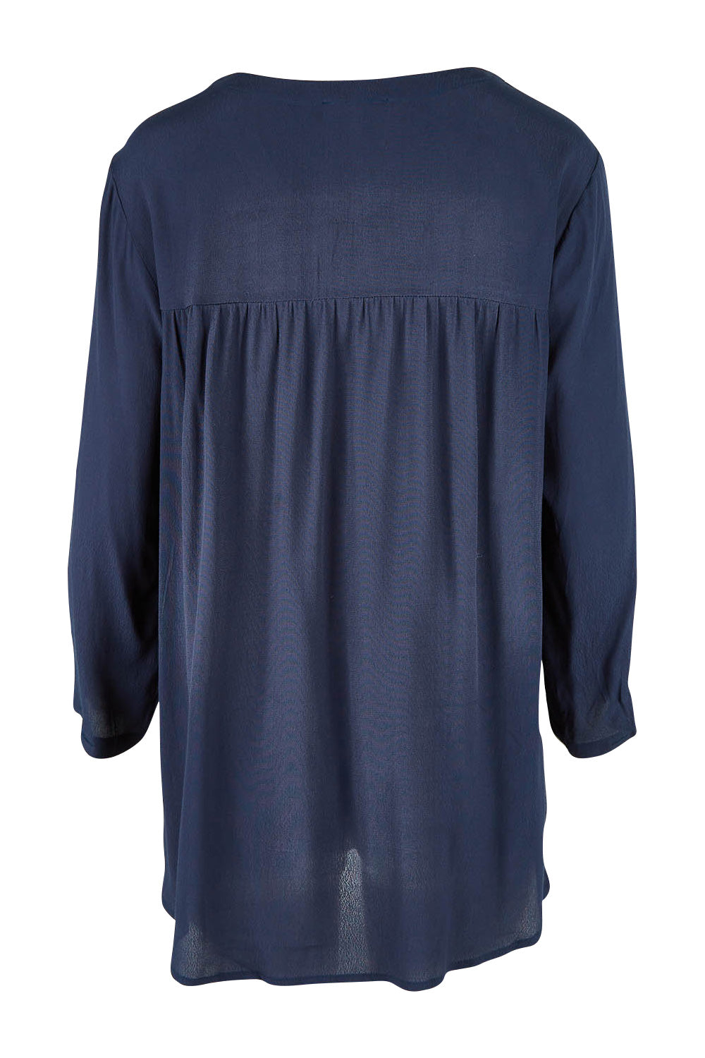 Product shot of the Madison Pocket Top in colour Navy (Blue), from the back