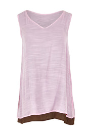 Product shot of the Layered Reversible Cami in colour Pinkchoc (Pink), from the front