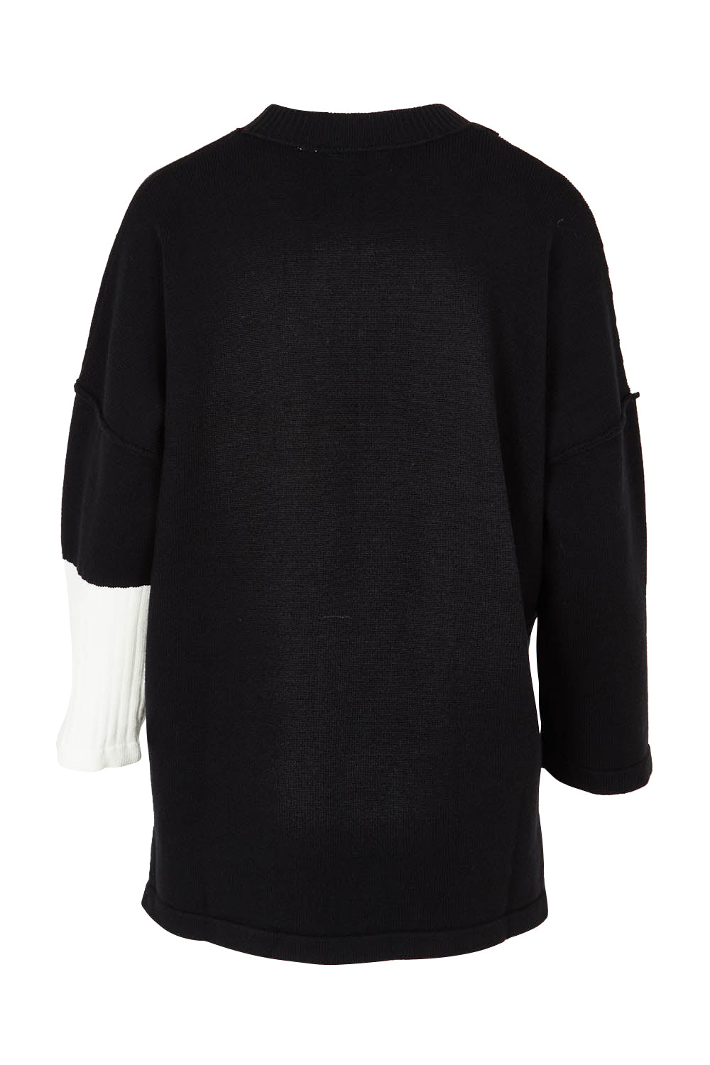 Product shot of the Mode Splice Knit Jumper in colour Black (Black), from the back