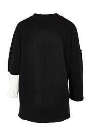 Product shot of the Mode Splice Knit Jumper in colour Black (Black), from the back