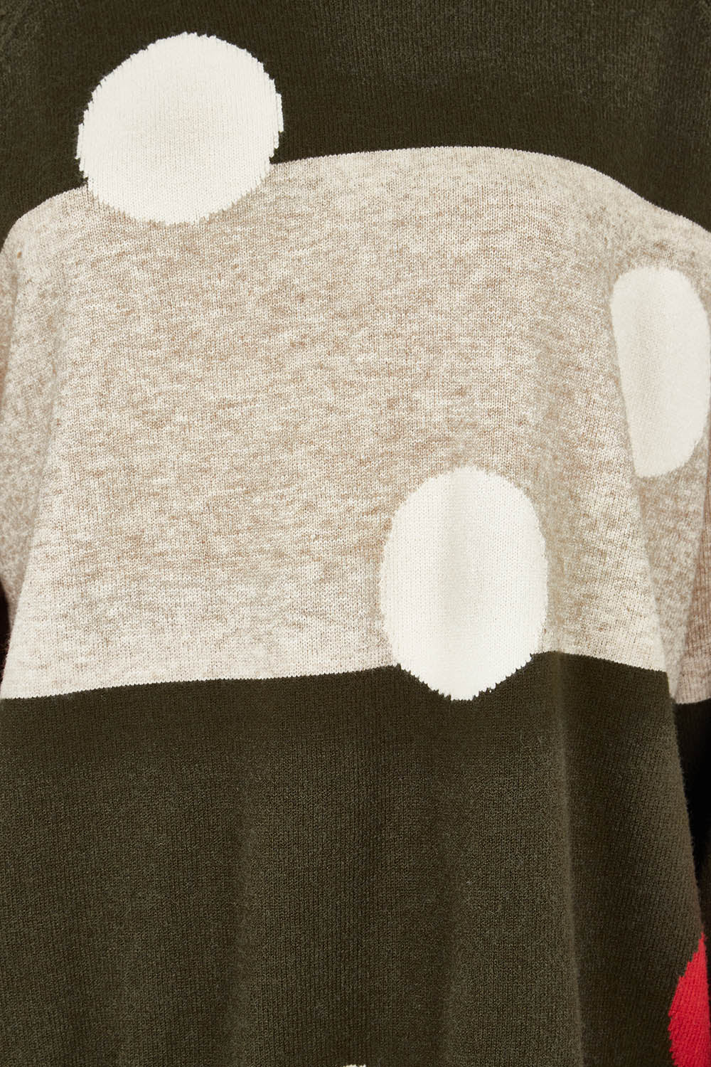 Product shot of the Moonlight Knit Jumper in colour Khaki (Green), detail
