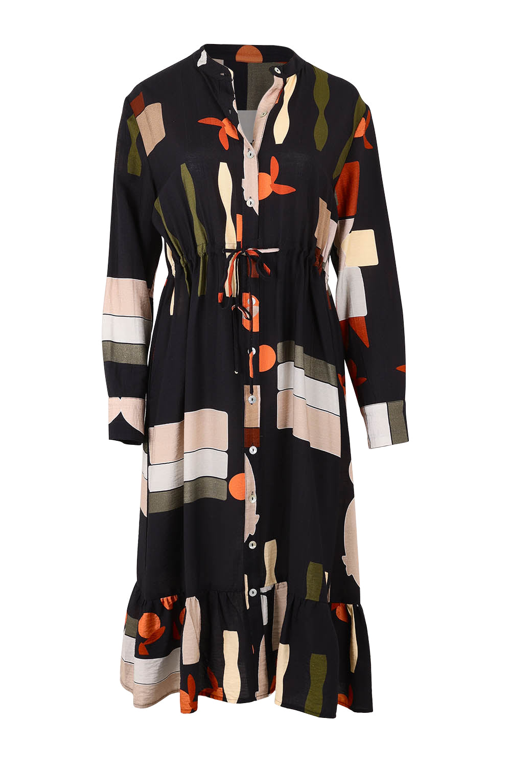 Product shot of the Galleria Dress in colour Black (Black), from the front
